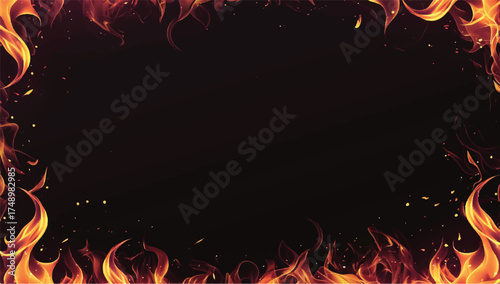 Fiery Frame: A dramatic frame of blazing fire surrounds a dark space, offering a sense of intense heat, passion, and power, perfect for a compelling visual statement.