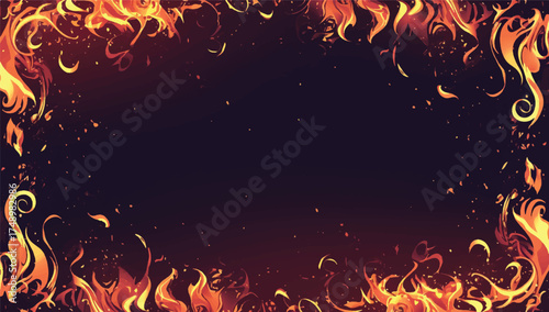 Flame Border: A stylized frame of swirling flames, radiating with warmth and energy. It's a dynamic backdrop for text or visuals, evokes a sense of passion and intensity.