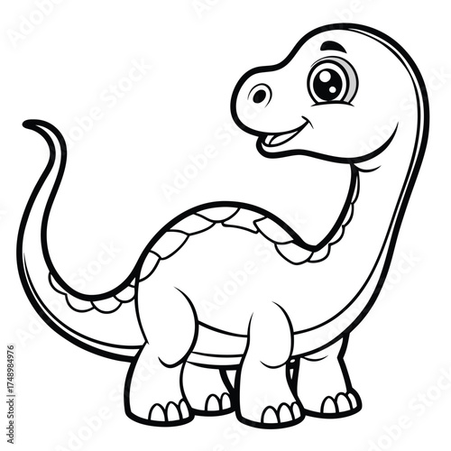 Coloring Page: Majestic Diplodocus Roaming a Verdant Valley