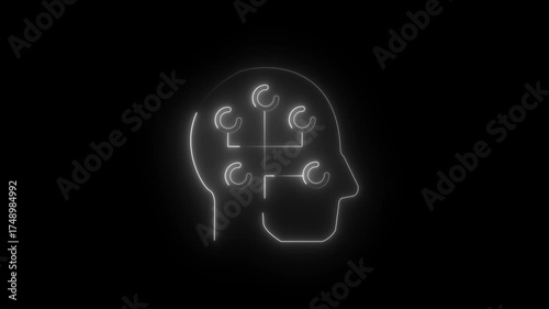 Wallpaper Mural 4k vide White Neon Outline of a Human Head Profile with Interconnected Circles Inside on a Black Background image Torontodigital.ca