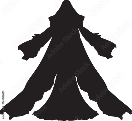 A chiffon silhouette billowing in the ocean breeze at sunset