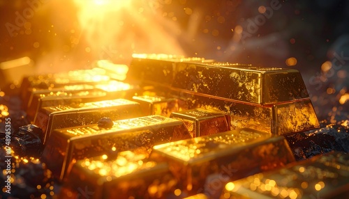 美しい金の延べ棒　たくさんのインゴット