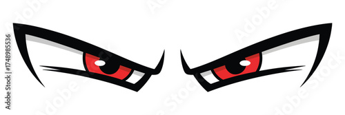 Angry cartoon eyes vector illustration with comic emotion evil look suitable for car sticker decal logo t-shirt and character design