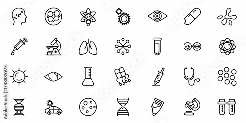 Explore science and medicine with these hand-drawn style icons, perfect for healthcare, research, and educational projects, offering a unique and modern visual language