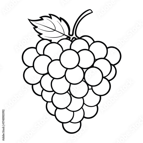 Printable Coloring Page Featuring a Bunch of Grapes