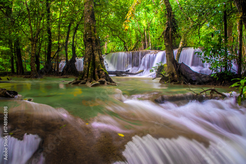 Huay Mae Khamin waterfall in Kanchanaburi province, Thailand.