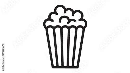 Simple line art illustration of a bucket of popcorn