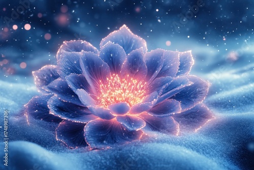A flower in the snow.