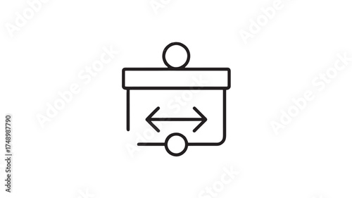 Simple line illustration representing measurement or size comparison with arrows