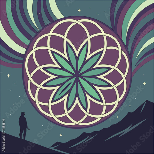 Aurora Borealis, swirling green, purple