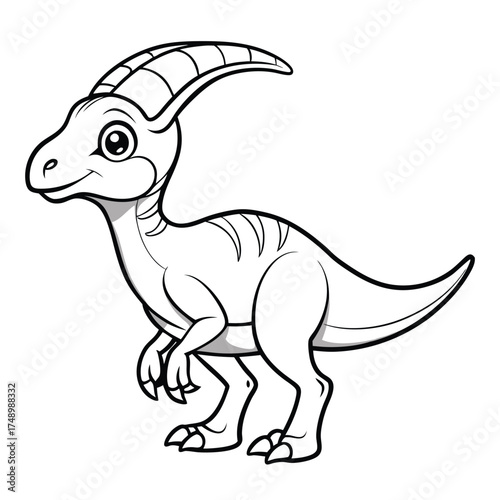 Intricate Coloring Page Depicting a Calling Parasaurolophus Dinosaur