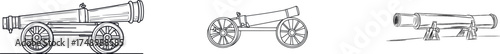 Cannons, as part of army warfare equipment, are frequently illustrated using a continuous line in one-line drawings that represent battlefield concepts