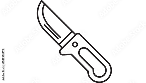 Simple line drawing of a versatile utility knife, perfect for outdoor adventures and practical tasks.