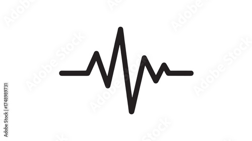 Simple black electrocardiogram line on white background, representing health and life.