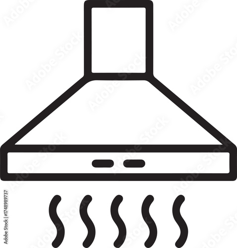Kitchen exhaust hood icon with steam rising from cooking below