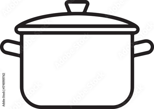 Simple outline illustration of a cooking pot with lid and handles