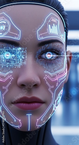 Futuristic Vision - A Cybernetic Portrait of Technological Integration.