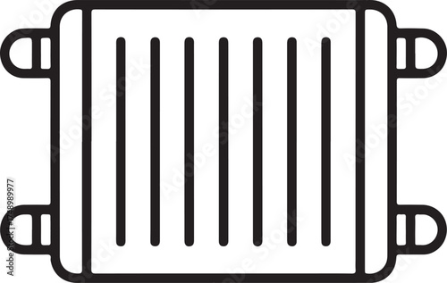 Simple line art icon of a household radiator for heating