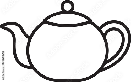 Simple outline drawing of a classic teapot with handle and spout