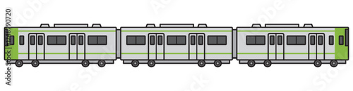 電車　イラスト　ベクター　黄緑