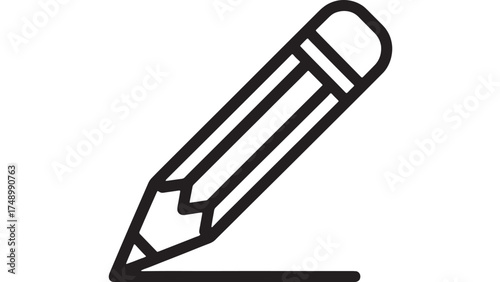 Simple black line drawing of a pencil creating a line on a white background, symbolizing creativity and writing.