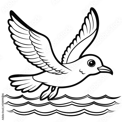 Majestic Seagull Soaring Gracefully over the Impeccable Ocean