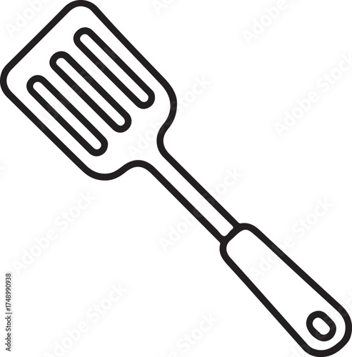 Simple line drawing of a kitchen spatula utensil