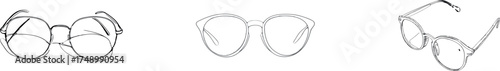The outline of sunglasses is created using a continuous single line in this modern illustration