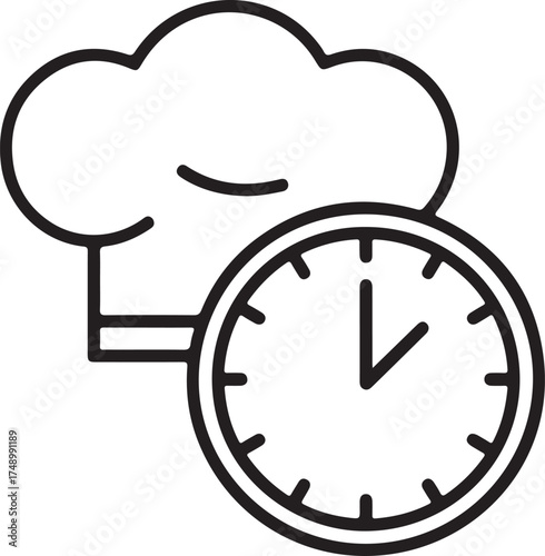 Chef hat and clock icon representing cooking time and culinary deadlines