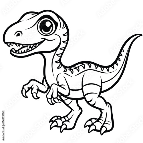 Prehistoric Adventure: Velociraptor Hunting Scene Coloring Page for Kids and Artists