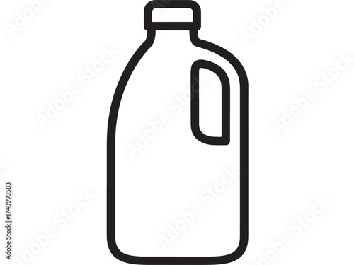 Simple outline of a plastic jug with a handle, perfect for representing liquids or cleaning supplies.