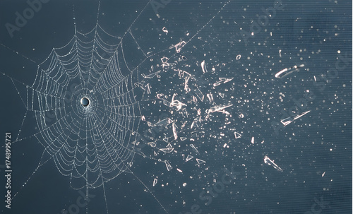 spider web with broken glass