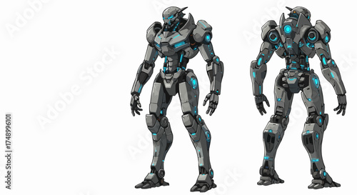 blue screen robot isolated on white