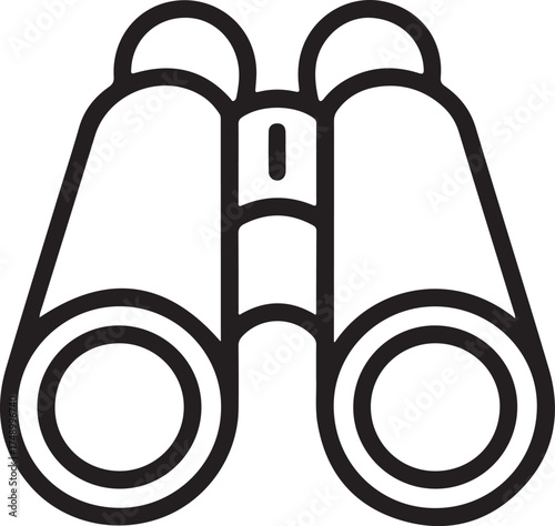 Simple line art icon of binoculars for observation and exploration