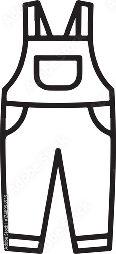 Simple outline drawing of childrens overalls or dungarees