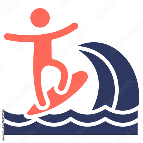 Surfing glyph color icon