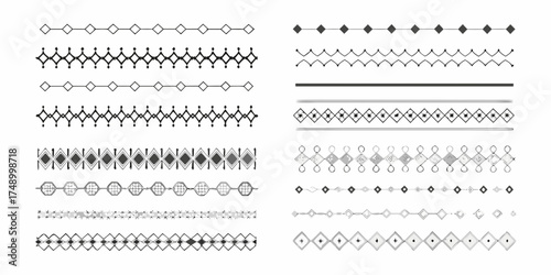 Collection of decorative geometric borders and dividers with diamond and line patterns