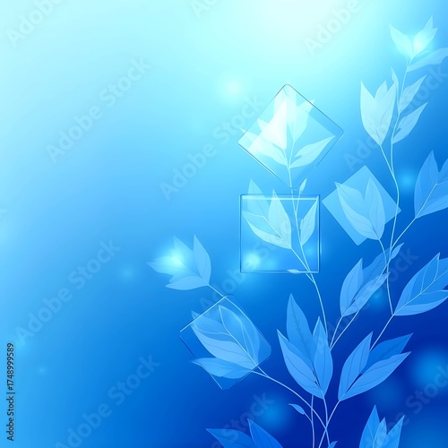 Minimalist Sapphire Blue Abstract with Transparent Squares.