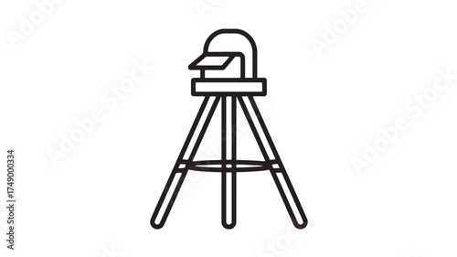 Simple line drawing of a portable camera tripod with a protective cover