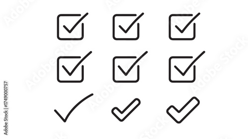 Clean checklist icons with checkmarks, representing completion and success.