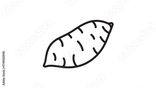Simple outline illustration of a sweet potato on a white background