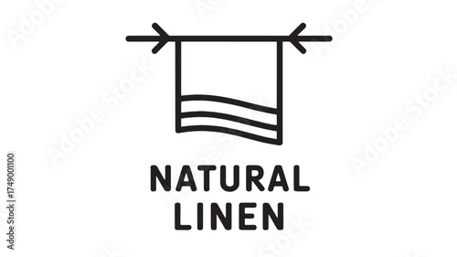 Simple graphic symbol for natural linen fabric care or textile material
