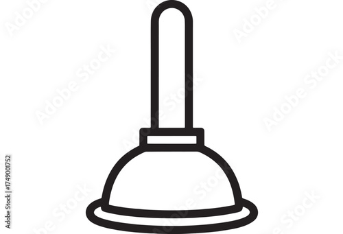 Simple line drawing of a plumbing plunger for unclogging drains.