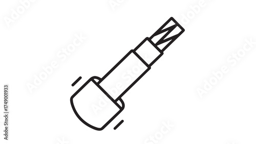 Stylized illustration of a lipstick tube with a swirl effect, symbolizing makeup application and beauty.