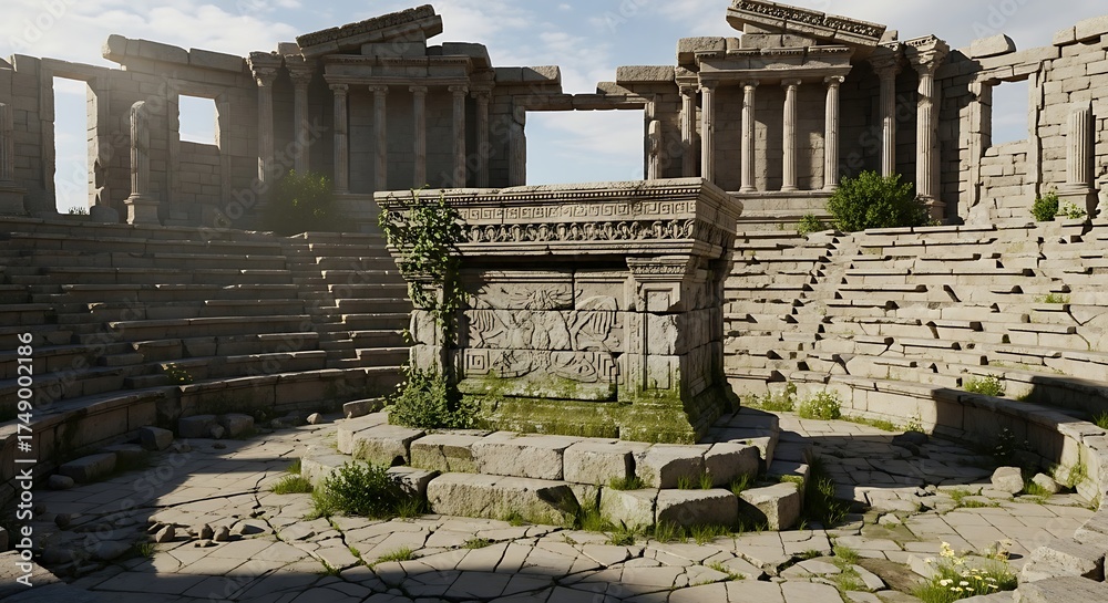 Fototapeta premium Ancient indian stone ruins majestic architecture outdoors daytime sunlit heritage site