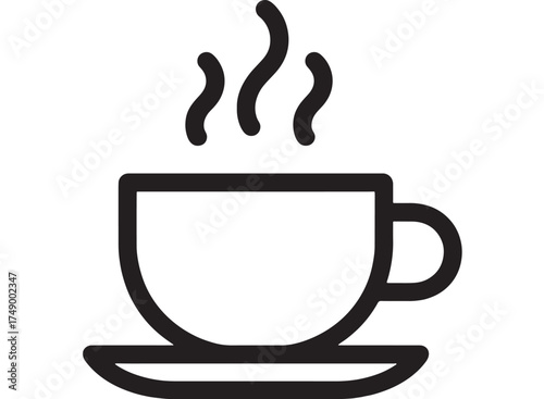 Warm steaming cup of coffee or tea on a saucer, representing comfort and relaxation.