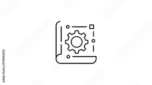 Engineering blueprint with gears and circuit diagram, symbolizing technical planning and innovation.