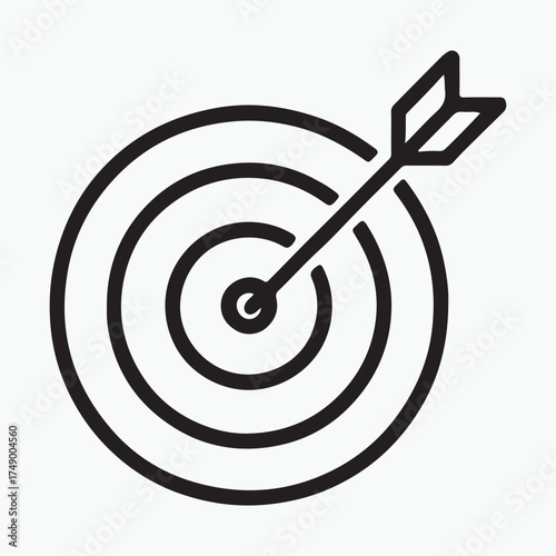 Target with arrow icon showing bullseye and success strategy business goals