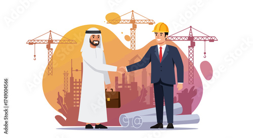 Handshake at construction site