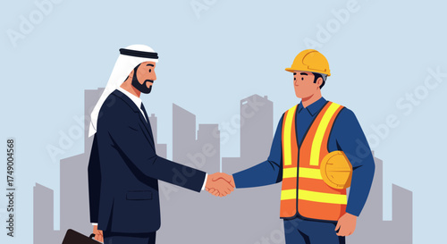 Handshake between businessman and worker